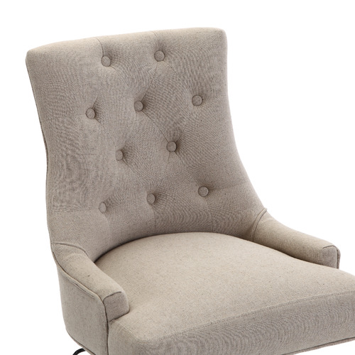 Beige linen best sale office chair